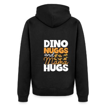 Dino Nuggets Und Mama Umarmungen - Unisex Premium Bio Zip Hoodie - Schwarz - Hinten - Nico (187cm)