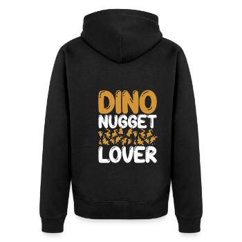 Dino-nugget-liebhaber - Unisex Premium Bio Zip Hoodie - Schwarz - Hinten - Nico (187cm)