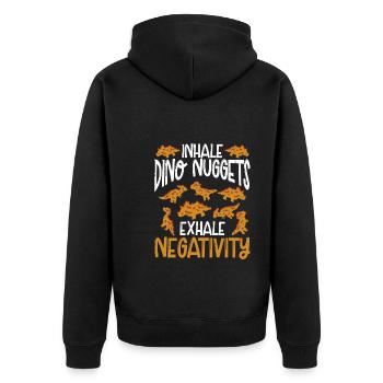 Dino nuggets Inhalieren - Unisex Premium Bio Zip Hoodie - Schwarz - Hinten - Nico (187cm)