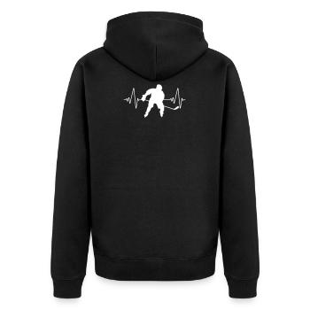 Ice hockey heartbeat Heartbeat Ice hockey | ECG - Unisex Premium Organic Zip Hoodie - black - Back - Nico (187cm)