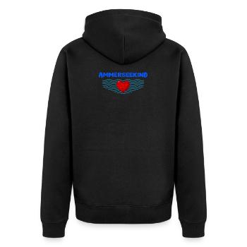 Ammerseekind für Ammersee Fans Bayern Liebhaber - Unisex Premium Bio Zip Hoodie - Schwarz - Hinten - Nico (187cm)