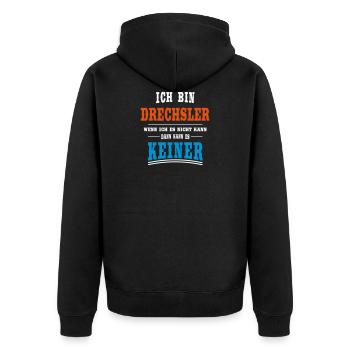 Drechsler Beruf - Unisex Premium Bio Zip Hoodie - Schwarz - Hinten - Nico (187cm)