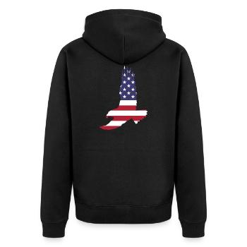 United States Eagle - Unisex Premium Organic Zip Hoodie - black - Back - Nico (187cm)