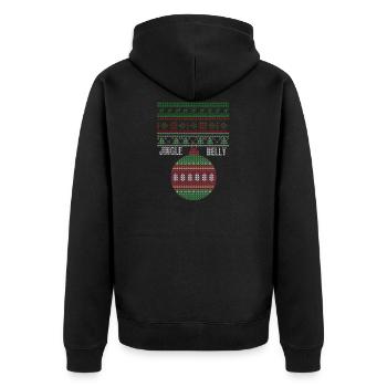 Jingle Belly - Weihnachten - Geschenk Ugly Sweater - Unisex Premium Bio Zip Hoodie - Schwarz - Hinten - Nico (187cm)