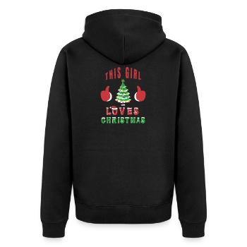 This Girl Loves Christmas Geschenk Weihnachtsbaum - Unisex Premium Bio Zip Hoodie - Schwarz - Hinten - Nico (187cm)