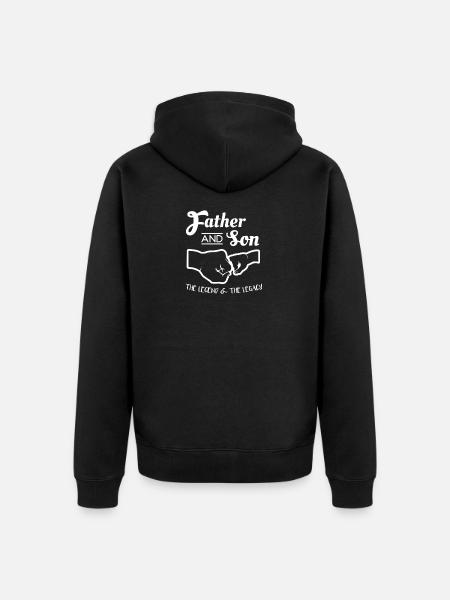 Ojciec i syn Ojciec i syn na prezenty pięści - Ekologiczna rozpinana bluza z kapturem Premium unisex - czarny