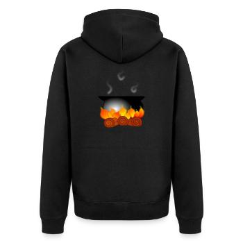 Kessel auf Feuer - Unisex Premium Bio Zip Hoodie - Schwarz - Hinten - Nico (187cm)