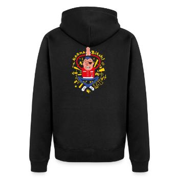Meditierender Punk - Unisex Premium Bio Zip Hoodie - Schwarz - Hinten - Nico (187cm)