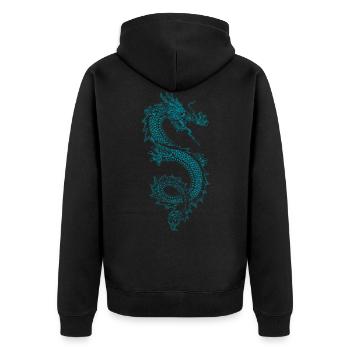 Drache Feuer Märchen Fliegen Saga Fantasy Geschenk - Unisex Premium Bio Zip Hoodie - Schwarz - Hinten - Nico (187cm)