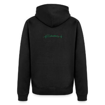 Hamburg - Unisex Premium Bio Zip Hoodie - Schwarz - Hinten - Nico (187cm)