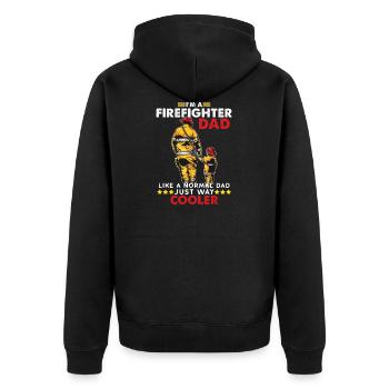 Firefighter dad fireman firefighter gift dad - Unisex Premium Organic Zip Hoodie - black - Back - Nico (187cm)