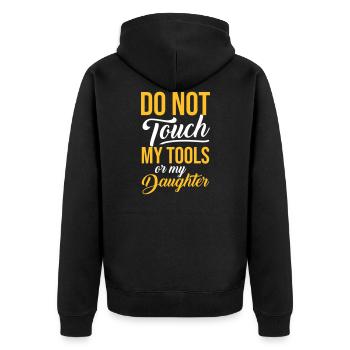 MY TOOLS DAUGHTER - Gifts Father Quote Shirts - Unisex Premium Organic Zip Hoodie - black - Back - Nico (187cm)