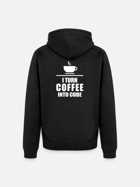 Coffee Caffeine Programming Code - Unisex Premium Organic Zip Hoodie - black