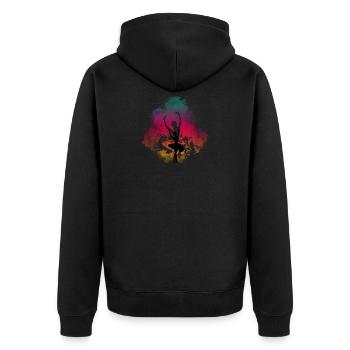 Colorful, artful style T-shirt - Unisex Premium Organic Zip Hoodie - black - Back - Nico (187cm)