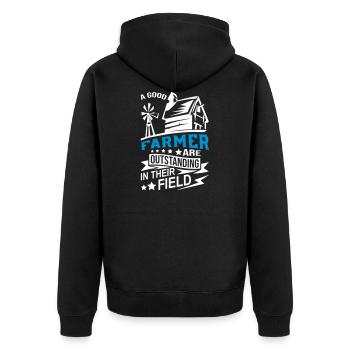 A Good Farmer - Unisex Premium Organic Zip Hoodie - black - Back - Nico (187cm)