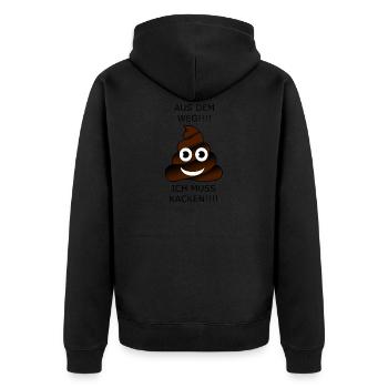 kackhaufen - Unisex Premium Bio Zip Hoodie - Schwarz - Hinten - Nico (187cm)