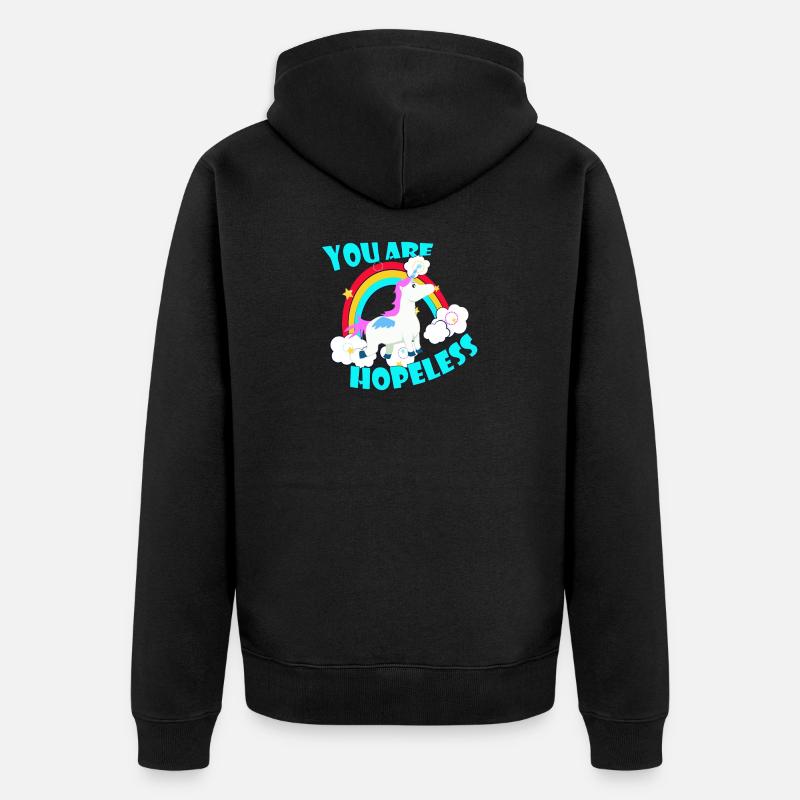 Licorne désespérée - Veste à capuche bio Premium Unisexe - noir