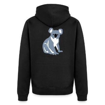 Koala, Koalabär - Unisex Premium Bio Zip Hoodie - Schwarz - Hinten - Nico (187cm)