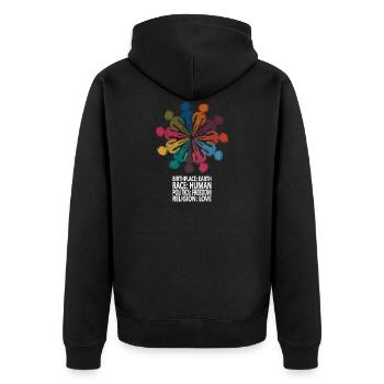 Contre le racisme (chemise anglaise) - Veste à capuche bio Premium Unisexe - noir - Dos - Nico (187cm)