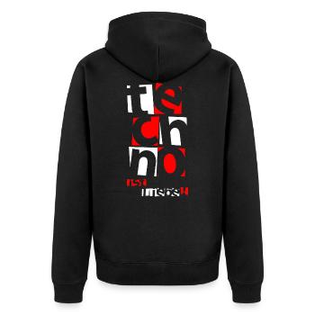 Techno - Techno music - techno ist liebe ( weiß ) - Unisex Premium Bio Zip Hoodie - Schwarz - Hinten - Nico (187cm)