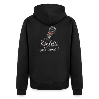 Confetti always goes carnival - Unisex Premium Organic Zip Hoodie - black - Back - Nico (187cm)