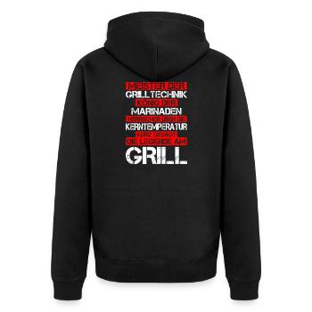 Legend at the Grill - GrillING BBQ - Unisex Premium Organic Zip Hoodie - black - Back - Nico (187cm)