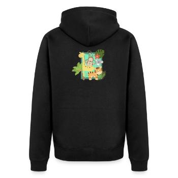 Animaux de la jungle drôles unis - Veste à capuche bio Premium Unisexe - noir - Dos - Nico (187cm)
