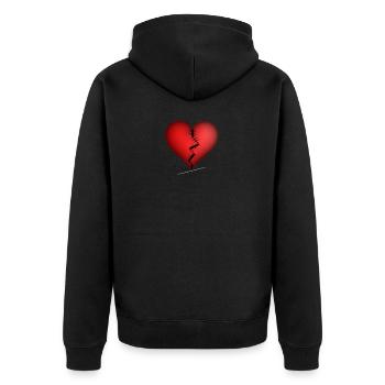 Heartache | cœur brisé est rapiécé - Veste à capuche bio Premium Unisexe - noir - Dos - Nico (187cm)