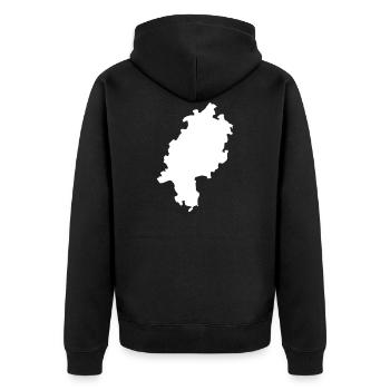 Hessen - Unisex Premium Bio Zip Hoodie - Schwarz - Hinten - Nico (187cm)
