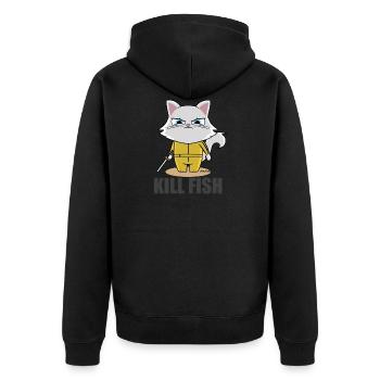 Töte Bill Katzenhumor - Unisex Premium Bio Zip Hoodie - Schwarz - Hinten - Nico (187cm)