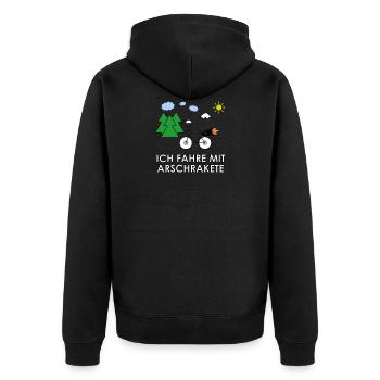 I drive with a fake rocket - Unisex Premium Organic Zip Hoodie - black - Back - Nico (187cm)