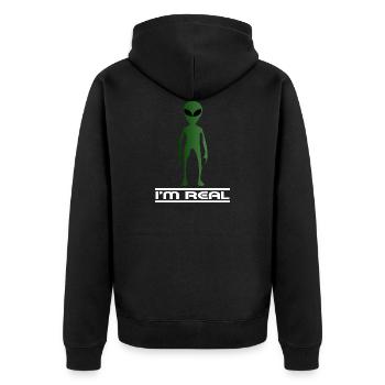 Aliens Universum Weltraum Außerirdische - Unisex Premium Bio Zip Hoodie - Schwarz - Hinten - Nico (187cm)