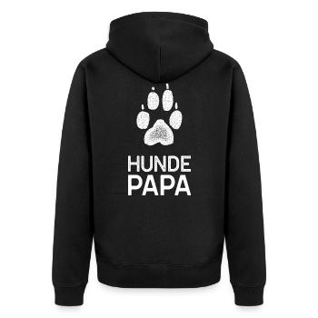 Hunde Papa - Unisex Premium Bio Zip Hoodie - Schwarz - Hinten - Nico (187cm)