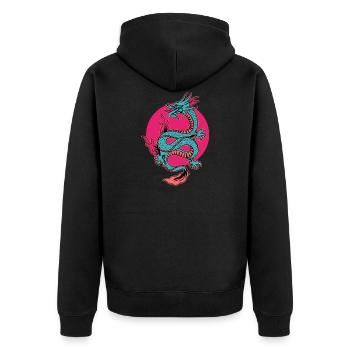 Dragon asiatique - Veste à capuche bio Premium Unisexe - noir - Dos - Nico (187cm)