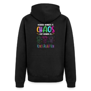 Chaos Nursery Educator Kita Kids Gift - Unisex Premium Organic Zip Hoodie - black - Back - Nico (187cm)