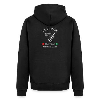 t shirt violon m appelle humour violoniste femme - Veste à capuche bio Premium Unisexe - noir - Dos - Nico (187cm)