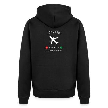 t shirt avion m'appelle humour pilote avion homme - Veste à capuche bio Premium Unisexe - noir - Dos - Nico (187cm)