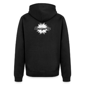 Einzigartig - Unisex Premium Bio Zip Hoodie - Schwarz - Hinten - Nico (187cm)