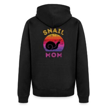 Schnecke Mama, Schnecke Mama, Vintage Retro Sonnenuntergang - Unisex Premium Bio Zip Hoodie - Schwarz - Hinten - Nico (187cm)