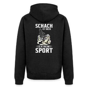 Schach Denksport Schachspieler Schachverein lustig - Unisex Premium Bio Zip Hoodie - Schwarz - Hinten - Nico (187cm)