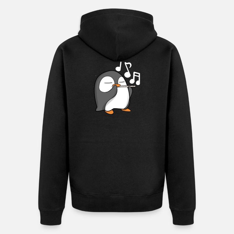 Le pingouin joue de la flûte - Veste à capuche bio Premium Unisexe - noir