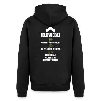 BUNDESWEHR FELDWEBEL - Unisex Premium Bio Zip Hoodie - Schwarz - Hinten - Nico (187cm)