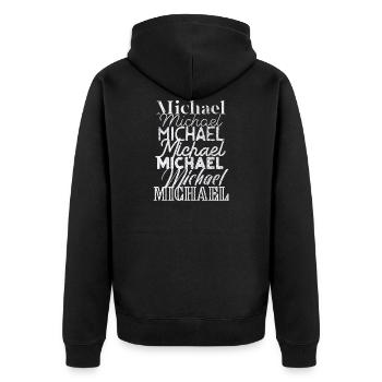Michael - Unisex Premium Organic Zip Hoodie - black - Back - Nico (187cm)