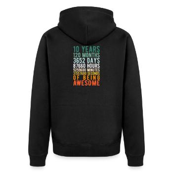 10 Jahre Alt 10. Geburtstag Vintage Retro Nummern - Unisex Premium Bio Zip Hoodie - Schwarz - Hinten - Nico (187cm)