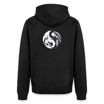 Yin and Yang Symbol with Shaolin Kung Fu Fighter - Unisex Premium Organic Zip Hoodie - black - Back - Nico (187cm)