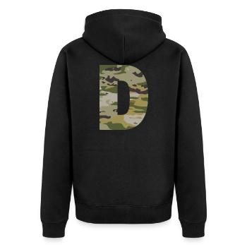 Lettre de camouflage D - Veste à capuche bio Premium Unisexe - noir - Dos - Nico (187cm)