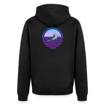 Hammerhead Shark Predator Vaporwave Shark - Unisex Premium Organic Zip Hoodie - black - Back - Nico (187cm)