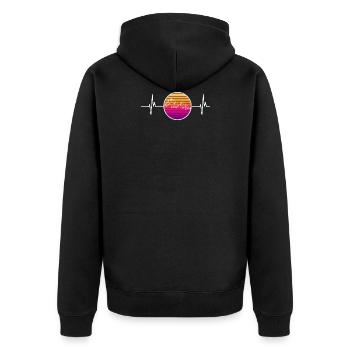 Rétro Montagnes Heartbeat Camping - Veste à capuche bio Premium Unisexe - noir - Dos - Nico (187cm)