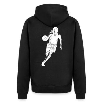 Basketball Frau - Unisex Premium Bio Zip Hoodie - Schwarz - Hinten - Nico (187cm)