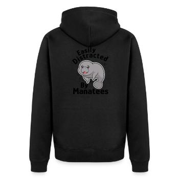 Animaux marins, lamantins, animaux sauvages, - Veste à capuche bio Premium Unisexe - noir - Dos - Nico (187cm)